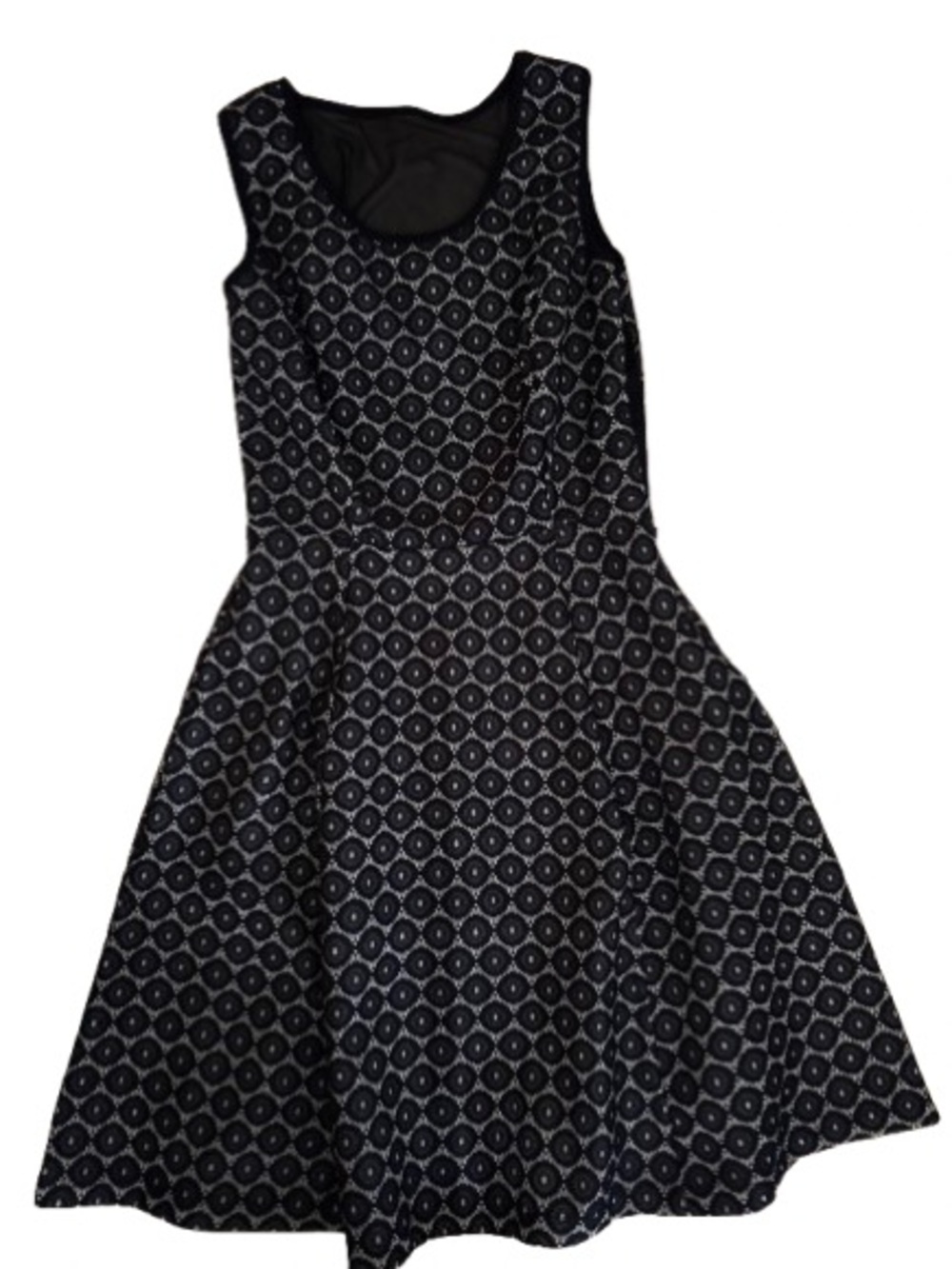 Enfocus Studio Navy Geometric Fit-and-Flare Dress